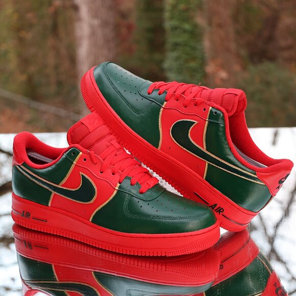 Nike Air Force 1 Red Green Gold Custom - Picture 7 of 15